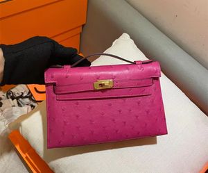 22 cm Strauß Hautmarke Clutch -Tasche Voll handgefertigt