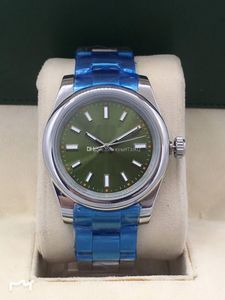 Relógios asiáticos de alta qualidade 2813 Relógios de luxo mecânicos automáticos 114200 36mm Dial verde Dial aço inoxidável Moda de aço Sapphire Glass Ladies Watches