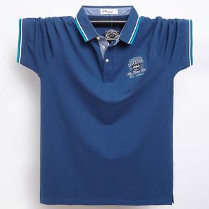 プラス6xl 5xl xxxxl Summer Cotton Polo Men Solid Deer Embroidery半袖ポロシャツメンファッションポロジラフ​​メンズシャツ220716