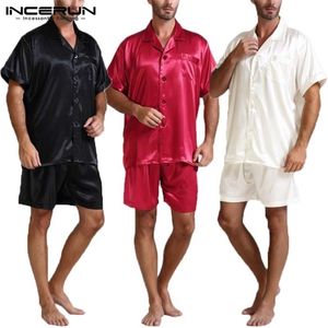Mode män pyjamas sätter sömnkläder kostym mjuk kort ärm hemkläder toppar shorts två del män loungewear pyjama plus size s-5xl t200813