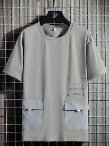 夏の特大の大きなポケットTシャツメンズストリートウェア半袖コットンTシャツ男性ハラジュクトップスティープラスサイズ6xl 7xl 8xl G220512