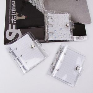 Anteckningar Transparent PVC 3 Hål Loose Leaf Binder Notebook Cover Mini Creative Planner With Back Pocket Diary Stationery