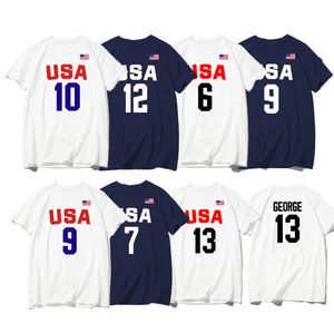 Custom number Summer Style Quick Dry Loose Tooling Fitness Plain USA Male O Collar Cotton T-Shirt Customizable team kits 220616