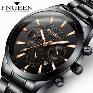 FNGEEN Sports Watch Men Quartz Wristwatch Leather Band Male Clock Wrist Shockproof Waterproof Relogio Masculino Hodinky Clock