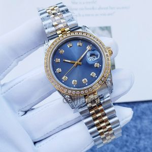 Orologio da donna 2813 Movimento meccanico automatico Anello di diamanti 28/31mm Quadrante blu Cinturino in acciaio inossidabile Orologio da donna di lusso