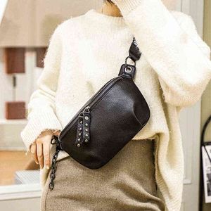 Quality Leather Chest Suits Woman Chain Fanny Packs And Purses Fashion Brand Waist Bags Lady Luxury Shoulder Crossbody J220705