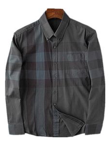 Мужские платья рубашки BRBERY горошек мужская дизайнерская рубашка осень с длинным рукавом повседневная мужская драт горячий стиль Homme одежда M-3XL # 19