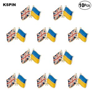 Reino Unido Ucrânia Amizade Brooches Lapela Pin Flag Badge Broche Pins Emblemas 10 pcs muito