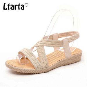 Sandalet LTARTA Moda Sandalet Kadınlar Yaz Takozlar Açık Toe Kalın Topuk Yumuşak Şerit PU Kadın Sandalet Yüksek Topuklu HYKL 2618 220318