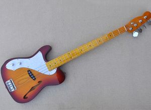 Vänster Hand Semi Hollow Ash 4 Strings Electric Bass Guitar med Maple Fingerboard