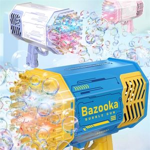 Galtin Bubble Gun 69 fori Automatic Rainbow Rocket Boom per bambini Light Up Music Bubble Machine Forniture per feste per regalo di compleanno 220621