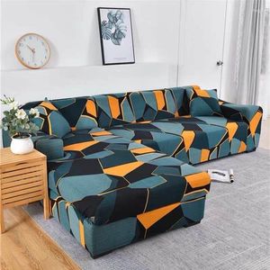 Chair Covers Orange Geometric Sofas Universal L-Shaped Sofa Cover Elastic Force Sectional Living Room Furniture CoverChair