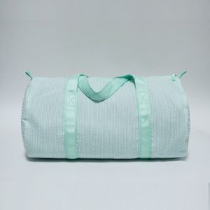 Mint Kids Seersucker Duffel Bag Child Light Weight Duffle Outdoor Traveling Bags for Sleepovers Camping Ballet Case DOM1061494