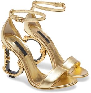 Elegant brudbröllopspopskor Keira Sandals Heel Gold-Plated Carbon Ankle Strap Summer High Heels Women's Walking With Box EU35-43