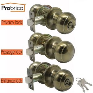 Probrico Round Door handles for Interior Door front back gate knob adjustable Latch/lock cylinder bedroom door lock AB 201013