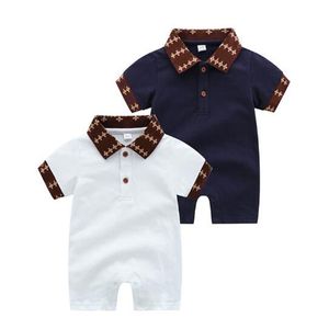 Högkvalitativ 100% Bomull Nyfödd Romper Kortärmad Lapel Baby Jumpsuit 2022 Sommar Ny Baby Kläder Luftkonditionering Bodysuit