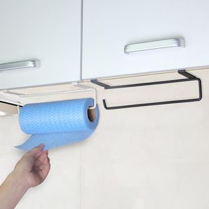 Hooks & Rails Roll Stand Under Cabinet Kitchen Toilet Paper Rack Towel Hanging Holder Stainless Metal Storage OrganizerHooks