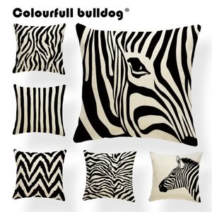 Federa per cuscino Animale Zebra Fodera per cuscino Federa per cuscino Shabby Chic Decoratore per fattoria 45X45 cm Cotone Lino Sublimazione Materia 220623