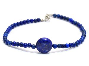 Mooie 4-10 mm blauwe lapis lazuli ronde edelsteen kralen armband 7.5 ''
