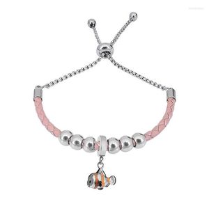 Charm Bracelets Mixed Fish Animal Pet I Love My Dog Pendant Pink Color Leather Braided Rope Bracelet Women Jewelry GiftCharm Inte22