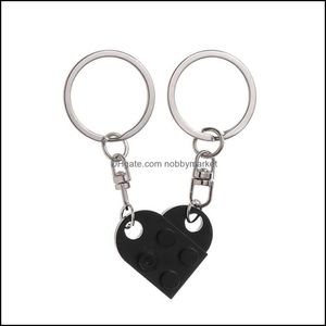 Keychains Fashion Accessories 1Pair Cute Love Heart Brick Keychain Couples Best Friendship For Women Men Separable Key Ring Jewelry Gifts H1