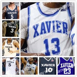 NCAA Football Jersey Jerseyncaa Xavier Musketeers # 2 Kyle Castlin 54 Sean O'Mara Omara 11 Keonte Kennedy 12 Dontarius Blanc Gris Marine Bleu Maillots