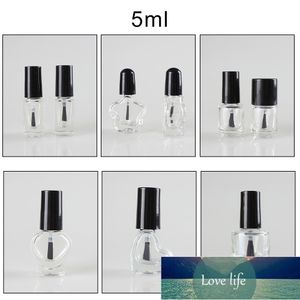 New Style 100pcs 5ml nail polish bottle shape glass nail gel container with black cap and brush