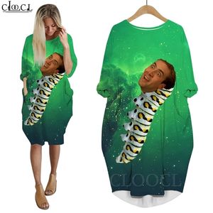 Kvinnor klär rolig skådespelare Nicolas Cage Stare på dig 3D Loose Daughter Dresses Long Sleeve Casual Streetwear Pocket Dress W220616