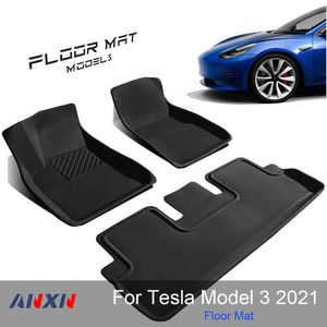 Tesla Model 3モデルY 2021 2022フロアマットFITS究極のすべての天気防水フロアライナーフルセットフロントリアインテリアマットW220328