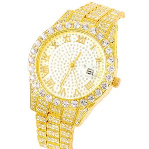 Hip Hop Quartz Diamond Brand dla mężczyzn Luksusowe lodowatą gold zegarek renogio masculino drop wysyłka