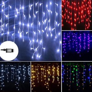ستارة الستائر أضواء عيد الميلاد الجنية GARLAND 24V LED ICICLE LIGHT String Navidad Decoration Year في الهواء الطلق سلسلة داخلية الاتحاد الأوروبي
