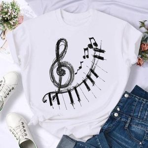 Akvarellmusik älskar kvinnor t-shirt trend kort ärm mode sommar kvinnor tryck t shirt kvinnlig casual topp tshirts grafisk tee