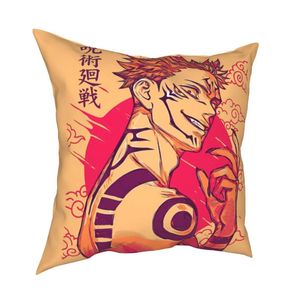 Kudde / Dekorativ kudde Sukuna Demon Pillowcase Kuddehölje Dekorationer Jujutsu Kaisen Anime Japan Manga Yuuji Case Home 45 * 45cm