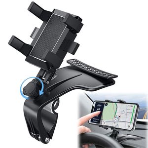 Car Phone Mount 360 Rotation Universal Dashboard Holder 1200 Degree Stands Rearview Mirror Sun Visor In Car GPS Navigation Bracket For iPhone Samsung Android