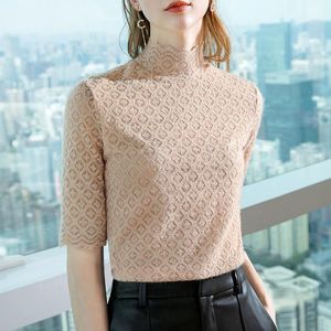 Clothes For Women Lace T Shirt 2022 Spring Summer OL Half Sleeve Inner Match Small Turtleneck Stylish Trendy Slim Top Women's T-Shirt