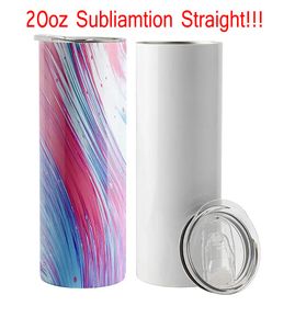 Wholesale stainless steel tumblers for sale - Group buy 20oz Sublimation Mugs STRAIGHT Tumblers With Straw Stainless Steel Water Bottles Double Insulated Cups White