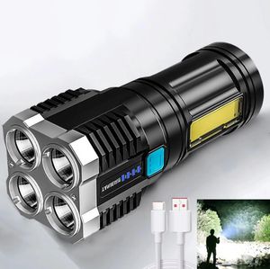 Lanternas LEDs Ultra Torch recarregável ao ar livre lâmpada portátil de longo alcance 4 lanterna de modo de chave para caça à pesca