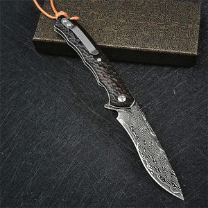 Nuovo arrivo Damascuss Flipper Coltello pieghevole VG10 Acciaio di Damasco Drop Point Lama Manico in ebano Cuscinetto a sfere Coltelli tascabili EDC