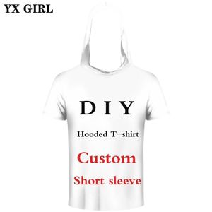 YX GIRL Stampa 3D Fai da te Custom Design Uomo Donna T-shirt con cappuccio estate T-shirt casual Grossisti Fornitori per Drop Shipper 220708