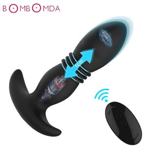 Vibratore anale Telecomando senza fili Spinta Butt Plug Dildo per donna Massaggiatore prostatico maschile giocattolo sexy per uomo