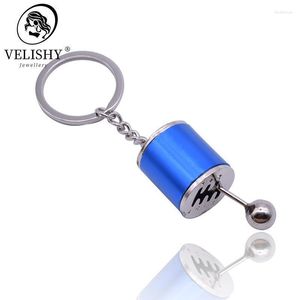 Nyckelringar 1 PC -bil 6 -växellåda växellåda Huvud Keychain Manuell växellåda Metall Skiftspaken Key Chain Refitting Pendant Creative Fred22