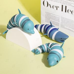 UPS Fidget Slug Toy 3D Wygłose uszczelnienie delfina rekin gaterpillar Sensory Stress Relief Elastyczna ręka anty-anxiety dla dzieci dla dorosłych ZJ 12.29