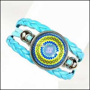 Braccialetti con ciondoli Gioielli 1Pc 2021 Bracciale bandana stile Mandala Fiore Buddismo Zen Blu Rosso Viola Catena a mano in vetro Regalo 1 Consegna goccia Wg