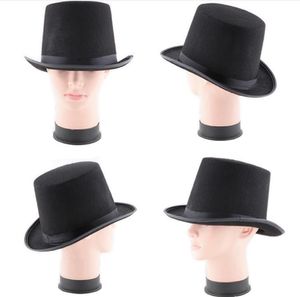 Imprezy czapki czarne satyny poczuć top hat magik dżentelmen dorosły 20 Costume Tuxedo wiktoriańska czapka halloween świąteczna sukienka hatsparty