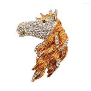 Spille Spille Uomo Spilla animale Pin Coppia Gioielli Moda Colore Smalto Testa di cavallo Strass Roya22