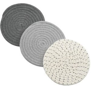 Topflappen-Set, runde geflochtene Tischsets, 100 % reine Baumwollfadenbindung, heiße Topflappen, stilvolle Untersetzer, Tellerpolster, Matten, Löffelablage zum Kochen und Backen, 17,8 cm