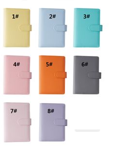 Sea 11 Macron Colors! Empty Loose Leaf Notebook A6 Binder Filing Supplies 13*19cm PU Cover Spiral Folders Budget Planners Binders
