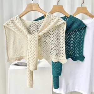 Bow Ties Linbaiway Women Solid Color Knitted Crochet Small Shawl Wrap Flase Collar Female Shirt Detachable Girls Fake Collars Donn22