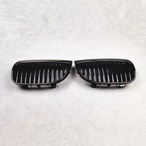 2st CAR FRONT HOOD KURNEY BUMPER Grille Grill Single Line Glossy Black Racing Grills för BMW 1 Series E87 E81 2004-2007