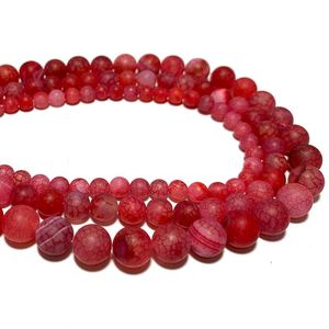 Andere groothandel rood saaie Poolse Dragon Vein Agates Natuurlijke ronde matte stenen kralen voor sieraden maken doe -het -zelf armband 6/8/10 mm 15''the